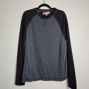 Tommy Bahama  Size L Black Gray Raglan Full Sleeve Lightweight Sweatshirt